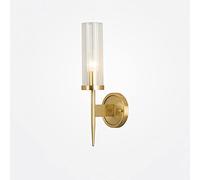 Wmmner Brass Wall Lamp Die-Iron/Brass Light Body Cylindrical Glass Lampshade Sconces Lamps E14 Lighting Fixture Modern Minimalist Sconce Lights For Bedroom,Iron/Re