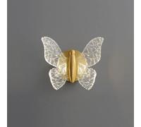 Wmmner Brushed Brass Wall Lights Indoor Led Three-Color Dimmable Wall Lamps Butterfly Wall Sconce Living Room Bathroom Wall Lighting Bedside Decor,Chandelier/Latón