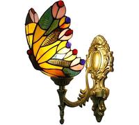 Wmmner Butterfly Wall Lamps & Sconces, Vintage Stained Glass Wall Light Fixtures, 1 Lights, 2 Lights, 3 Lights, Retro Bathroom Mirror Light For Bedroom Living Room Hallway Night Light,15