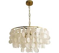 Wmmner Coastal Capiz Seashell Chandelier Moderno Redondo para Comedor Cocina Baño Lámpara Colgante Estilo Granja (50 Cm) (Un Color 60 Cm)/un Color/70Cm