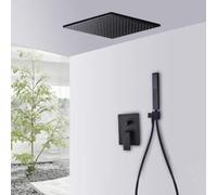 Wmmner Concealed Black With Hose 8 Rain Heads Square Pressure Boosting Showers Head Mixer Set For Shower Room-C_8 In/a/12 In