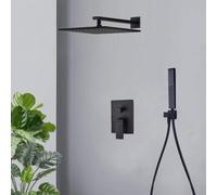 Wmmner Concealed Black With Hose 8 Rain Heads Square Pressure Boosting Showers Head Mixer Set For Shower Room-C_8 In/C/10 en Ulz 000247 8 en Ulz 000248 10 Tum Ulz 000249. 8 Tum Ulz 000250 10 Pulgadas