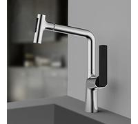 Wmmner Copper Kitchen Tap With Pull Out Spray And 360 Degree Rotation For Sink Washing Faucet Modern Brushed Nickel Finish High Arc Swivel Spout Single Handle Pull Down Kitchen Sink Faucet (Color :