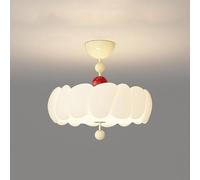 Wmmner Cream Semi Flush Mount Ceiling Light Modern White Glass Ceiling Lamp Girl Tri-Color Children Room Eye-Protection Ceiling Light Fixture For Bedroom Living Room Corridor Children's Room Ha/un Col