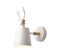 Wmmner Creative Modern Wall Lamp Simple Wall Scone Iron E27 Base Deer Head Nordic Style Art Deco For Bedroom, Living Room, Children's Room, Restaurant, Hallway, Stairs, White Double The Comfort/Blanca