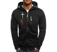 Wmmner Cremallera para Hombre Hoodie Slim Fit Trendy Graphic Draw Stbolsillo en el Pecho Sudadera Básica con Capucha con Cremallera en Contraste Casual Trendy Baggy Basic Hoody Outfits/Negro/M