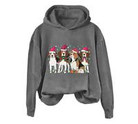 Wmmner Cropped Sweatshirt Zip Up Women's Winter Round Neck Christmas Loose Casual Warm Long Sleeved Sweatshirt Cute Little Dogs Pattern Design Cozy And Warm Comfy Outfit Set Soft Inside Fashion Look/G