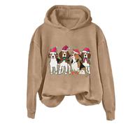 Wmmner Cropped Sweatshirt Zip Up Women's Winter Round Neck Christmas Loose Casual Warm Long Sleeved Sweatshirt Cute Little Dogs Pattern Design Cozy And Warm Comfy Outfit Set Soft Inside Fashion Look/C
