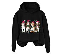 Wmmner Cropped Sweatshirt Zip Up Women's Winter Round Neck Christmas Loose Casual Warm Long Sleeved Sweatshirt Cute Little Dogs Pattern Design Cozy And Warm Comfy Outfit Set Soft Inside Fashion Look/N