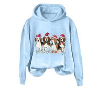Wmmner Cropped Sweatshirt Zip Up Women's Winter Round Neck Christmas Loose Casual Warm Long Sleeved Sweatshirt Cute Little Dogs Pattern Design Cozy And Warm Comfy Outfit Set Soft Inside Fashion Look/C