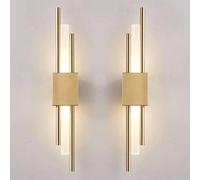 Wmmner Dimmable Led Vintage Wall Sconces - 2-Piece Black Up & Down Lighting For Retro Bedroom, Living Room, Bathroom, And Balcony - Modern Home Decor Fixture, 4W/Izquierda Y Derecha 2 Piezas/Oro