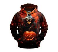 Wmmner Disfraces de Halloween para Hombre Sudaderas con Capucha Jack O' Lantern Camisetas con Cara de Calabaza Y Bolsillo Sudaderas con Capucha de Manga Larga/Sudadera con Capucha Amarilla de Hallowee