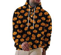 Wmmner Disfraces de Halloween para Hombre Sudaderas con Capucha Jack O' Lantern Camisetas con Cara de Calabaza Y Bolsillo Sudadera con Capucha Y 1/4 de Cremallera/Sudadera con Capucha Naranja de Hallo