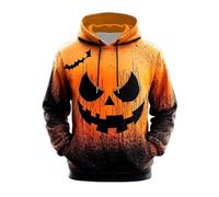 Wmmner Disfraces de Halloween para Hombre Sudaderas con Capucha Jack O' Lantern Camisetas con Cara de Calabaza Y Bolsillo Sudaderas con Capucha de Manga Larga/Sudadera con Capucha Naranja de Halloween