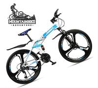 Wmmner Dual-Suspension Foldable Mountain Bike 26 Inch For Adult Men And Women, Boy Girl Off-Road Mountain Bicycle With Disc Brake, High Carbon Steel Frame & Adjustable Seat,6 Spoke Yellow,27 Speed/3 R