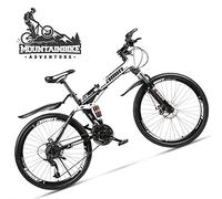 Wmmner Dual-Suspension Foldable Mountain Bike 26 Inch For Adult Men And Women, Boy Girl Off-Road Mountain Bicycle With Disc Brake, High Carbon Steel Frame & Adjustable Seat,6 Spoke Yellow,27 Speed/Bla
