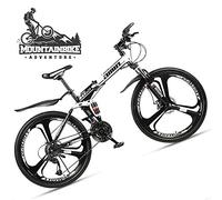 Wmmner Dual-Suspension Foldable Mountain Bike 26 Inch For Adult Men And Women, Boy Girl Off-Road Mountain Bicycle With Disc Brake, High Carbon Steel Frame & Adjustable Seat,6 Spoke Yellow,27 Speed/3 R