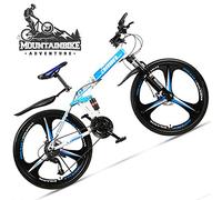 Wmmner Dual-Suspension Foldable Mountain Bike 26 Inch For Adult Men And Women, Boy Girl Off-Road Mountain Bicycle With Disc Brake, High Carbon Steel Frame & Adjustable Seat,6 Spoke Yellow,27 Speed/3 R