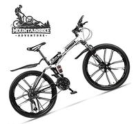 Wmmner Dual-Suspension Foldable Mountain Bike 26 Inch For Adult Men And Women, Boy Girl Off-Road Mountain Bicycle With Disc Brake, High Carbon Steel Frame & Adjustable Seat,6 Spoke Yellow,27 Speed/Bla