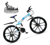 Wmmner Dual-Suspension Foldable Mountain Bike 26 Inch For Adult Men And Women, Boy Girl Off-Road Mountain Bicycle With Disc Brake, High Carbon Steel Frame & Adjustable Seat,6 Spoke Yellow,27 Speed/Azu