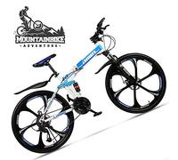 Wmmner Dual-Suspension Foldable Mountain Bike 26 Inch For Adult Men And Women, Boy Girl Off-Road Mountain Bicycle With Disc Brake, High Carbon Steel Frame & Adjustable Seat,6 Spoke Yellow,27 Speed/6 R