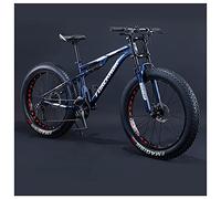 Wmmner Dual-Suspension Mountain Bikes With Dual Disc Brake For Adults Men Women 26/24 Inch All Terrain Anti-Slip Fat Tire Mountain Bicycle, Carbon Steel Mountain Trail Bike,White,26 Inch 21 Speed/Azul