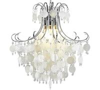 Wmmner E14 3 - Lamp Plated Metal Pendent Lamp Modern Light Crystal Fritillary Wind Chimes Hanging Lanter, (One Color D50Cm)