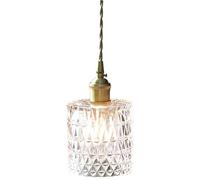 Wmmner E27 Cylindrical Japanese Glass Lights Simple Personalized Restaurant Balcony Cafe Single Head Hanging Lamp Single Head Brass Glass Lamp