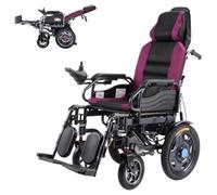 Wmmner Electric Wheelchair With Headrest, Foldable Power Wheelchair For Adults, Adjustable Backrest And Pedal Angle, Weight Capacity 120Kg/Púrpura 12A