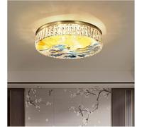 Wmmner Enamel Ceiling Lamp Chinese Style Crystal Hanging Light Stained Glass Classic Study Master Bedroom Ceiling Light,Contemporary Dining Room/Blanco Frío/Dia60Cm-Gold