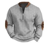Wmmner Estampado de Punto Vintage para Hombres Moda Casual Cuello de Otoño E Invierno Tops Moda para Hombre 1/4 Cremallera Jersey Camisas Manga Larga/Marrón Gris Claro/M