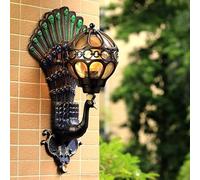 Wmmner Estilo Europeolámpara de Pared de Pavo Real Retro Lámpara de Pared de Arte de Hotel Led Luz de Puerta de Villa de Balcón Adecuada para Iluminación Interior/Exterior/Lleno de Colorido
