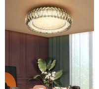 Wmmner European Bedroom Crystal Ceiling Lamp Led Modern Semi Flush Mount Ceiling Lights Simple Dining Room Decorative Lighting Round Light, (Amber 50Cm)/Libre de Cargos/30Cm