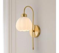 Wmmner Flower Sglass Wall Sconce, French Simple Iron Wall Light Long Brass Wall Lamp For Bedroom Bedside Living Room Corridor