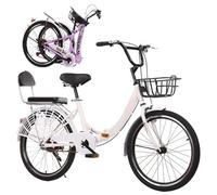 Wmmner Folding Bike Folding Bike For Adult, 7-Speed Folding Bicycle High-Carbon Steel Foldable Bicycle Adjustable Height, Folding Mountain Bikes For Men Women (White, 26In)
