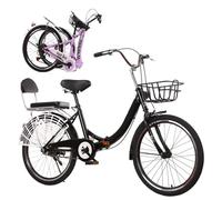 Wmmner Folding Bike Folding Bike For Adult, 7-Speed Folding Bicycle High-Carbon Steel Foldable Bicycle Adjustable Height, Folding Mountain Bikes For Men Women (Black, 20In)