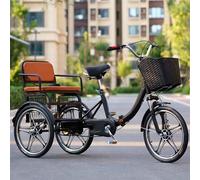 Wmmner Folding Tricycle For The Elderly,Human Powered Pedal Bicycle,Double-Person Trike With Back Seat,3 Wheels Bicycle With Hydraulic Front Fork,Front And Rear Drum Brakes/Negro/Rueda Integrada