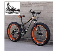Wmmner Full Suspension Mountain Bikes With Dual Disc Brake For Adults Men Women, High-Carbon Steel Fat Tire Mountain Trail Bike All Terrain Mountain Bicycle,New Blue 1,26 Inch 7 Speed/Naranja/26 Pulga