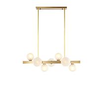 Wmmner Globo de Vidrio Lineal Exquisita Lámpara de Araña para el Hogar de 9 Luces de Oro Latón Cepillado Colgante Accesorios de Luz Colgantes Lámpara Colgante de Techo Moderno de Mediados de Siglo par