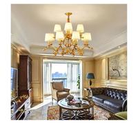 Wmmner Gold Copper Chandeliers Living Dining Bedroom Lights Fabric Shades Flower Deco Led Lighting Lamps (Warm Light 6 Light) (Warm Light 6 Light)/Luz Cálida/8 And 4 Light