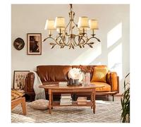 Wmmner Gold Copper Chandeliers Living Dining Bedroom Lights Fabric Shades Flower Deco Led Lighting Lamps (Warm Light 6 Light) (Warm Light 6 Light)/Luz Cálida/8 Luz