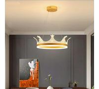 Wmmner Gold Crown Light Modern Minimalist Girl Warm Room Bedroom Study Novel Decorated Chandelier Led Ceiling Hanging Lamp,Led Ceiling Lamp/Oro/Luz Tricolor
