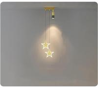 Wmmner Gold Light Room Master Bedroom Head Of a Bed Small Chandelier Modern Minimalist Net Red Simple Long Line Restaurantc,Led Ceiling Lamp/un Color/2Cheadgolden15Cmulz 000346 2 Cabeza Dorada 15 cm