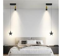 Wmmner Gold Light Room Master Bedroom Head Of a Bed Small Chandelier Modern Minimalist Net Red Simple Long Line Restaurantc,Led Ceiling Lamp/un Color/1Cheadblack15Cm