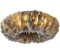 Wmmner Gray Romantic Feather Lamp E27 Flush Mount Ceiling Lamp Home Decorative Traditional Feather Light Atmosphere Light, (Gray 80Cm)/Gris/70Cm