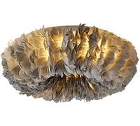 Wmmner Gray Romantic Feather Lamp E27 Flush Mount Ceiling Lamp Home Decorative Traditional Feather Light Atmosphere Light, (Gray 80Cm)/Gris/60 cm