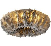 Wmmner Gray Romantic Feather Lamp E27 Flush Mount Ceiling Lamp Home Decorative Traditional Feather Light Atmosphere Light, (Gray 80Cm)/Gris/40Cm