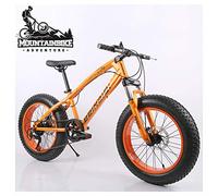 Wmmner Hardtail Mountain Bike 20 Inch For Women, Fat Tire Girls Mountain Bicycle With Front Suspension & Mechanical Disc Brakes, High Carbon Steel Frame & Adjustable Seat,Black,7 Speed/Naranja/24 Velo
