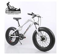 Wmmner Hardtail Mountain Bike 20 Inch For Women, Fat Tire Girls Mountain Bicycle With Front Suspension & Mechanical Disc Brakes, High Carbon Steel Frame & Adjustable Seat,Black,7 Speed/Blancas/27 Velo