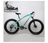 Wmmner Hardtail Mountain Bike 26 Inch With Mechanical Disc Brakes For Men And Women, Fat Tire Adults Mountain Bicycle, High Carbon Steel & Adjustable Seat & Front Suspension,Silver,27 Speed/Verde 2/7